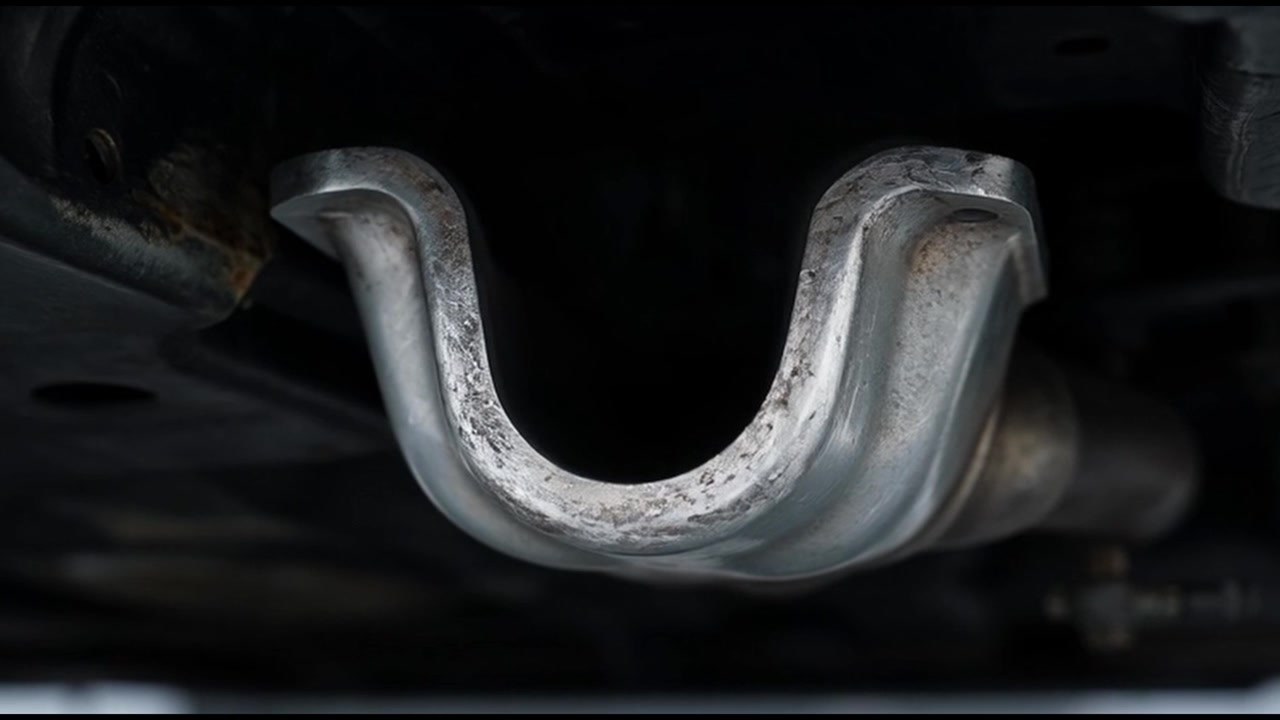 Close-up View of a Car Exhaust System Heat Shield