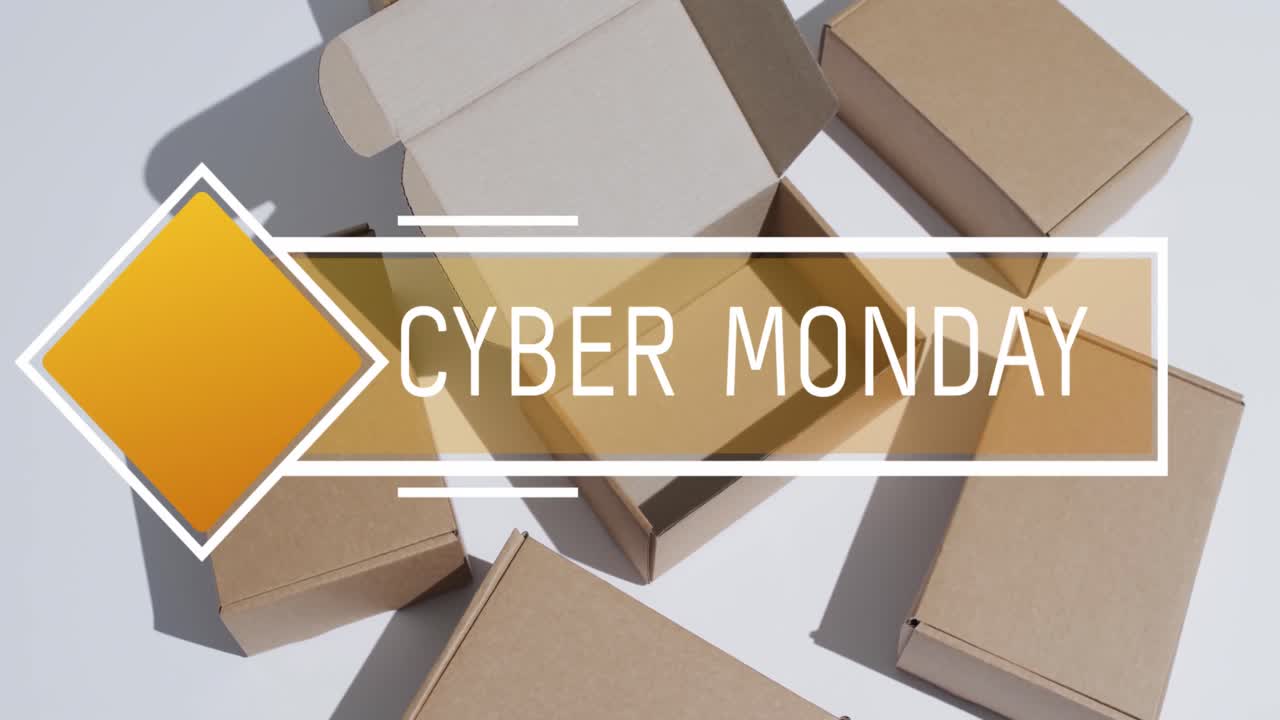 선물 상자 위의 사이버 월요일 텍스트의 애니메이션