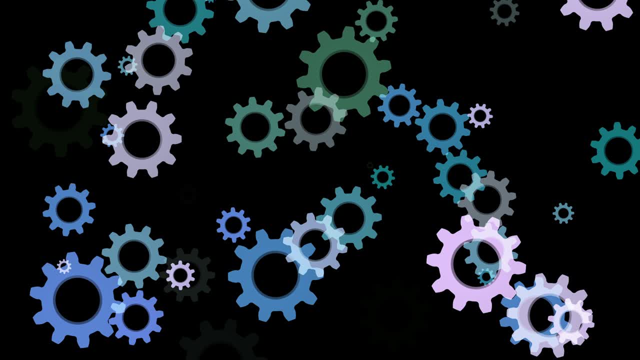 animación de engranajes en bucle abstracto de 4k, fondo de color negro