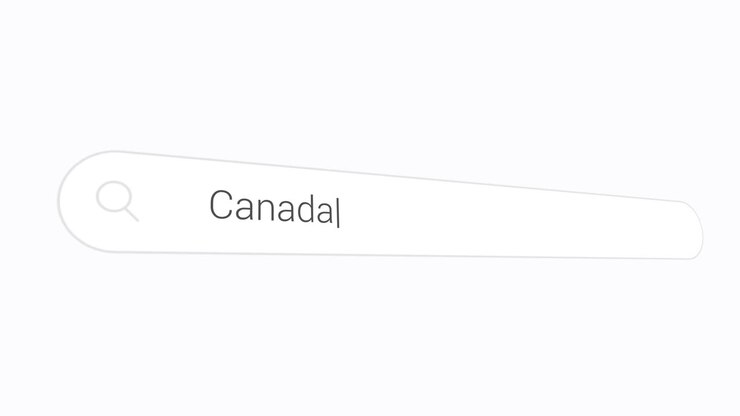 Canada visualizzato in un browser digitale - Esplorando il paese in Nord America. Primo piano