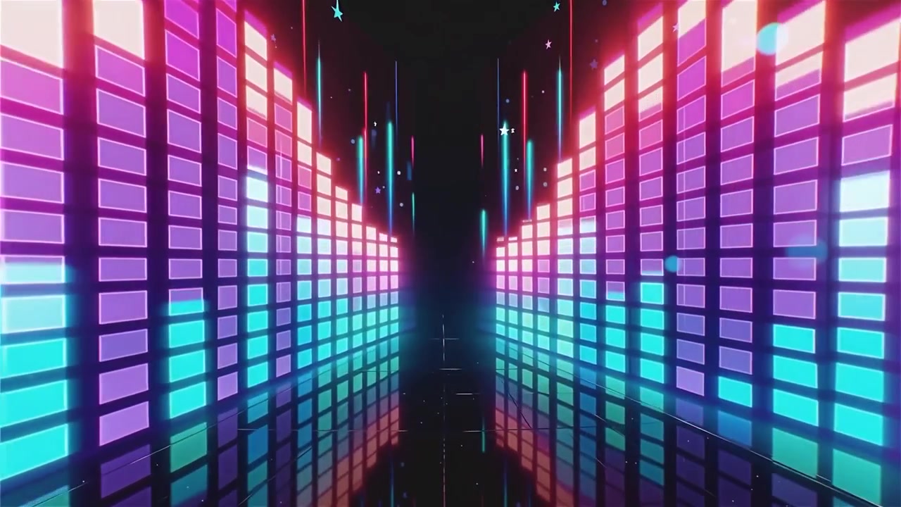 Futuristisk regnbuefarvet neon musik equalizer visualisering baggrund.