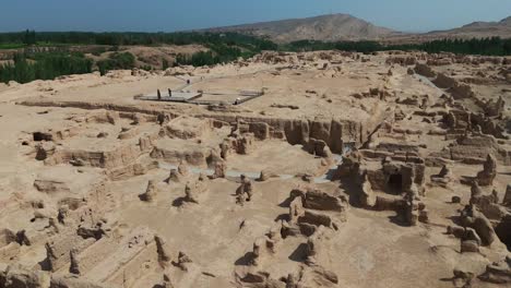 aerial view of xinjiang jiaohe ruins ancient city in china turpan