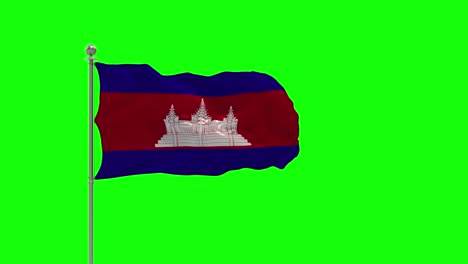 camboya ilustración 3d de la bandera ondeando en un poste con llave de croma