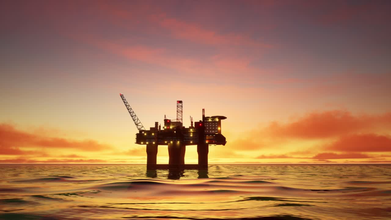 Нефтяная платформа на закате