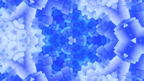 animación en bucle liso de 3d abstracto forma mate suave como flor o mandala, estructura simétrica de material de terciopelo púrpura azul intercalado con pañuelos, cambia de forma suavemente cíclica. gradiente