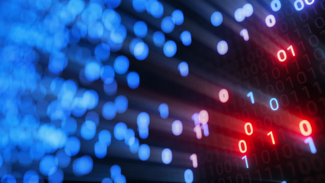 Hacking digital binary code matrix 01 background loop.