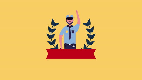 celebración del día del trabajo de estados unidos con la estrella y la policía