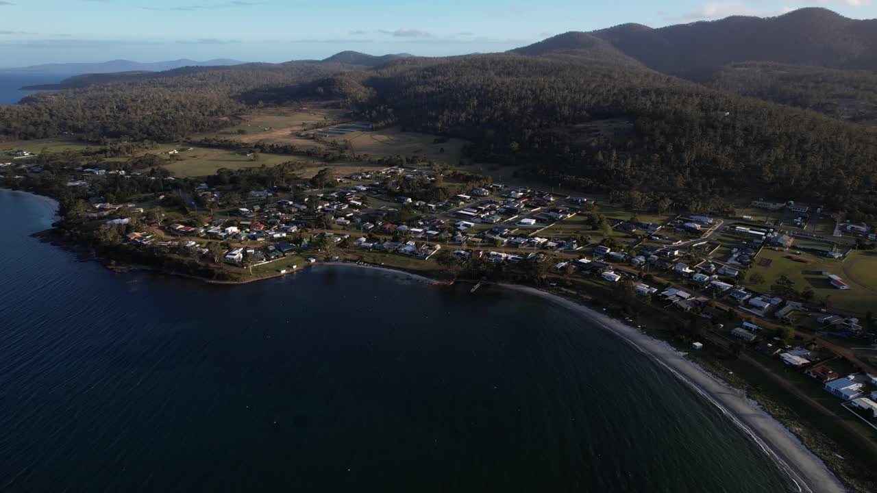 Suburbs And Millingtons Beach In Tasmania, Australia - Aerial Drone Shot