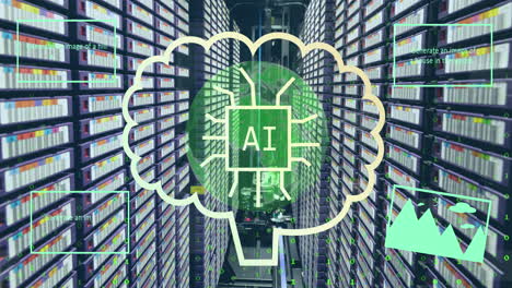 Animation of ai data processing over computer servers