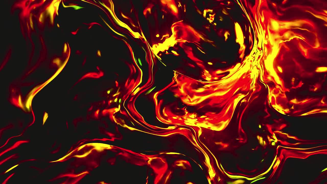Sfondo astratto di energia liquida rossa e gialla che scorre.