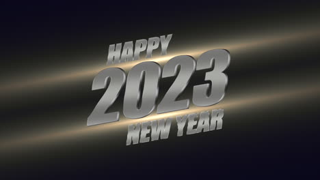 2023 years and happy new year with gold lines and glitters on black gradient