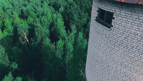 aerial view of an old soviet water tower