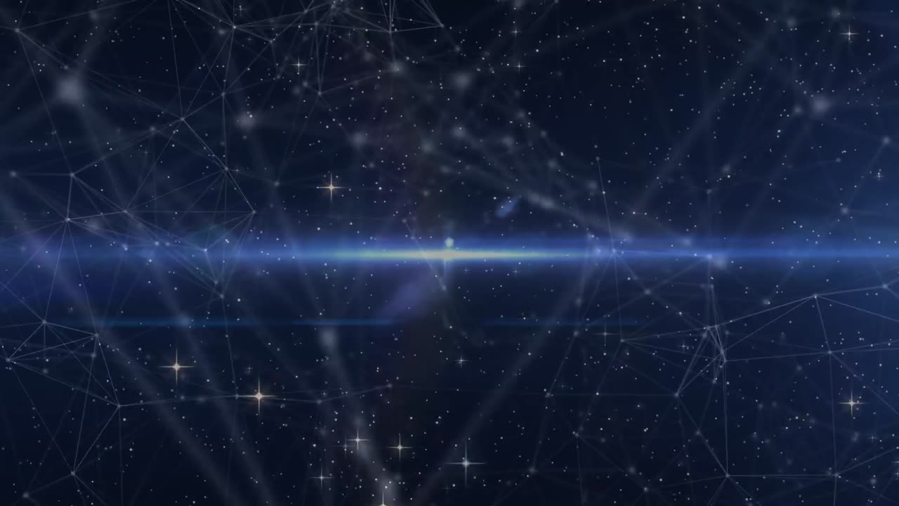 Animation of star, constellations and lights on night sky