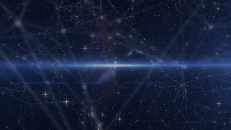 animation of star, constellations and lights on night sky