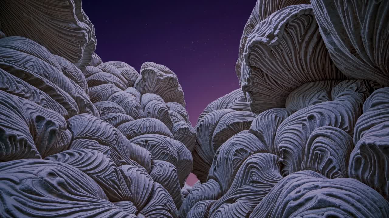 Abstract rock formations against starry sky