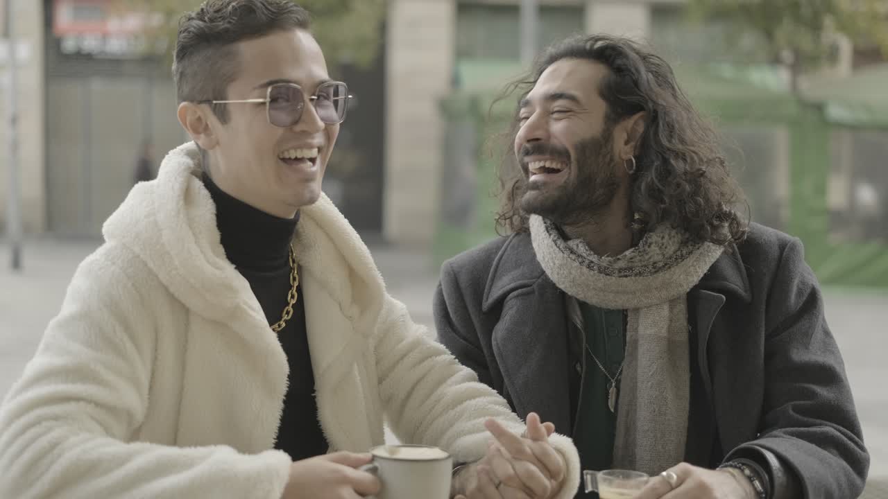 Two Men Enjoying a Cafe Date