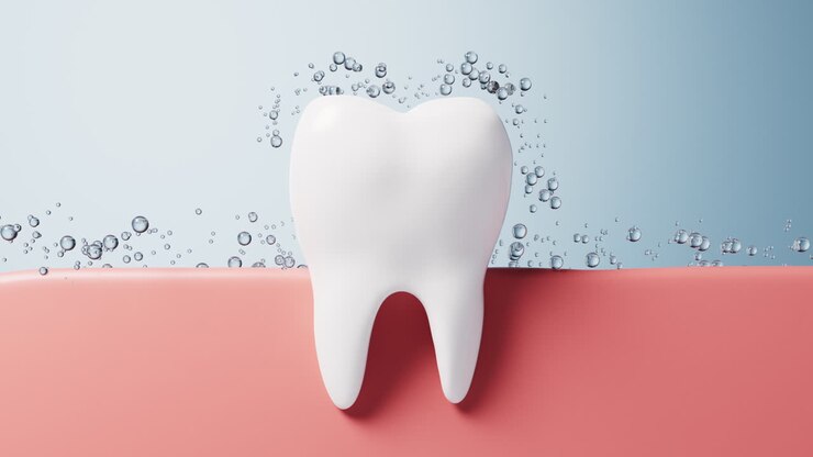 Igiene orale e concetto di salute dentale, rendering 3D