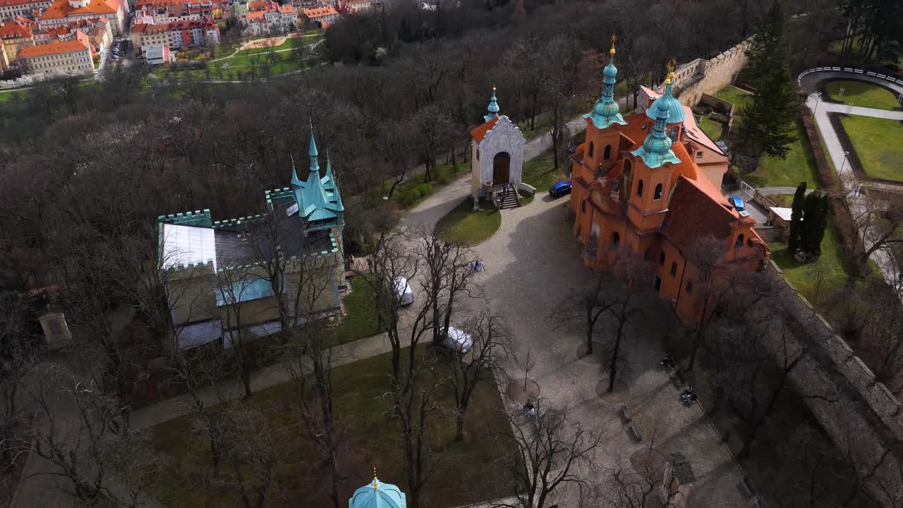Church of Saint Lawrence and the Hunger Wall as seen from the Petř&iacute;n Lookout Tower