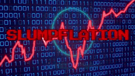 animation of data processing and slumpflation text over circle