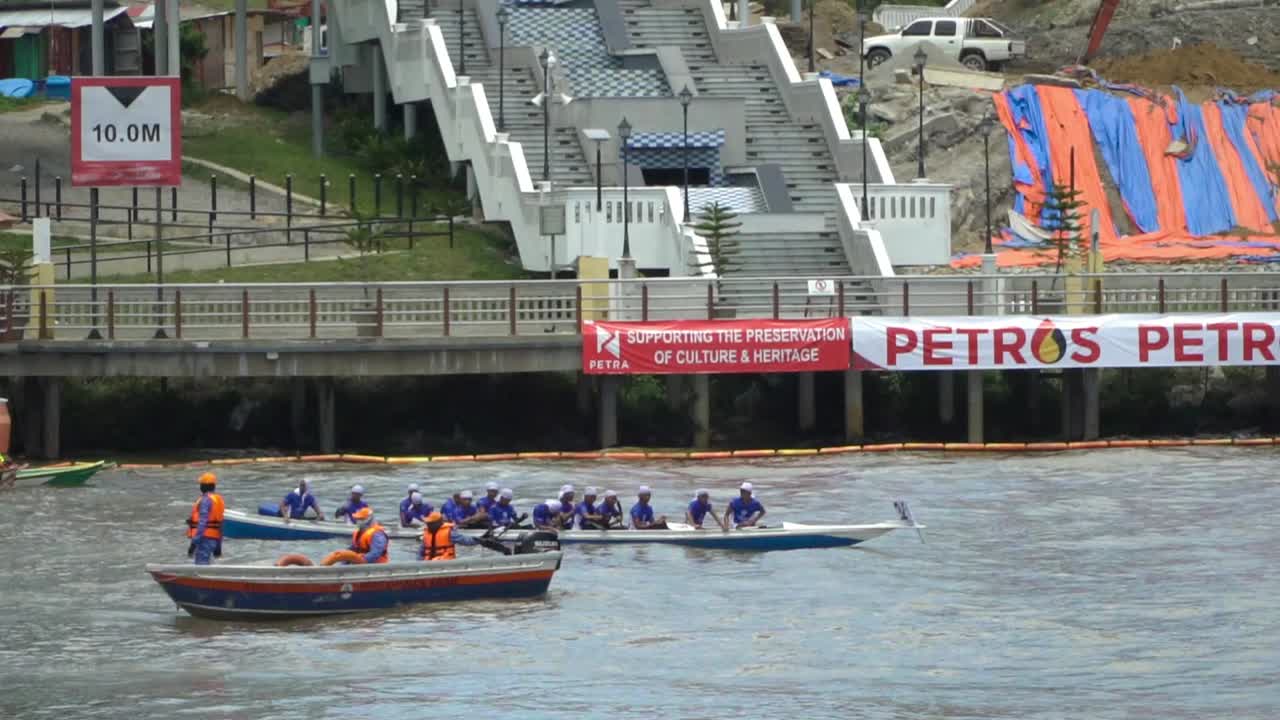 Traditional Long Boat Race Held At Kuching Water Front Every Year