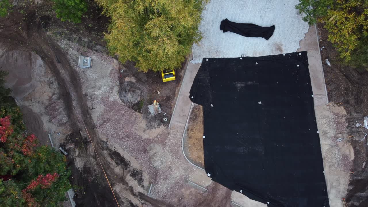 Aerial View of a Construction Site: Park or Public Space Landscaping