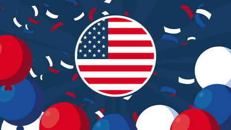 united states of america flag with balloons helium