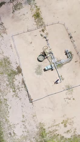 vista aérea giratoria de la instalación subterránea de gas