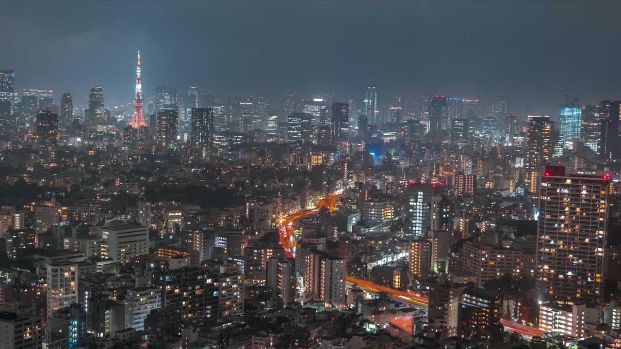 hermoso lapso de tiempo nocturno de tokio, japón