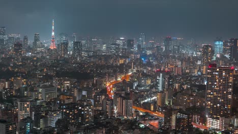 Wunderschöner-Nacht-Zeitraffer-Von-Tokio,-Japan