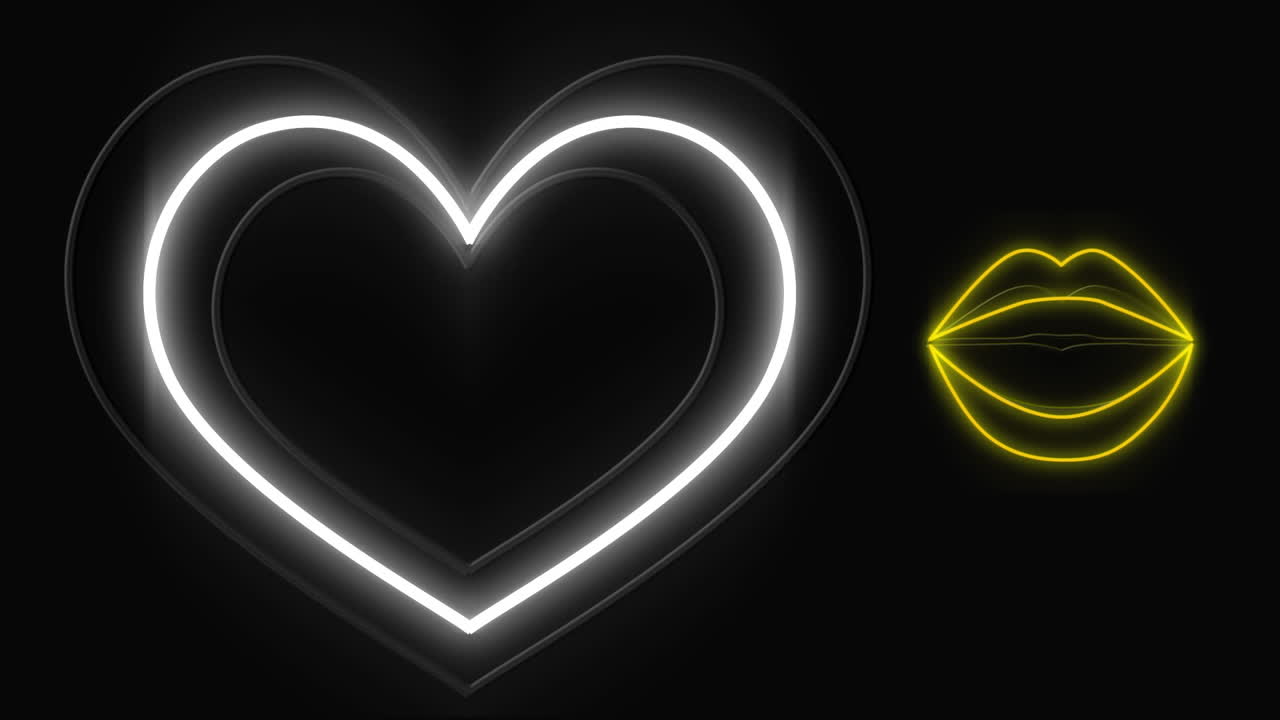 Glowing led lights of heart and lips