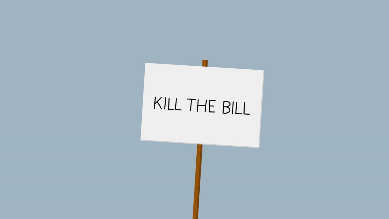 법안 항의 배너 기호 애니메이션을 죽이십시오