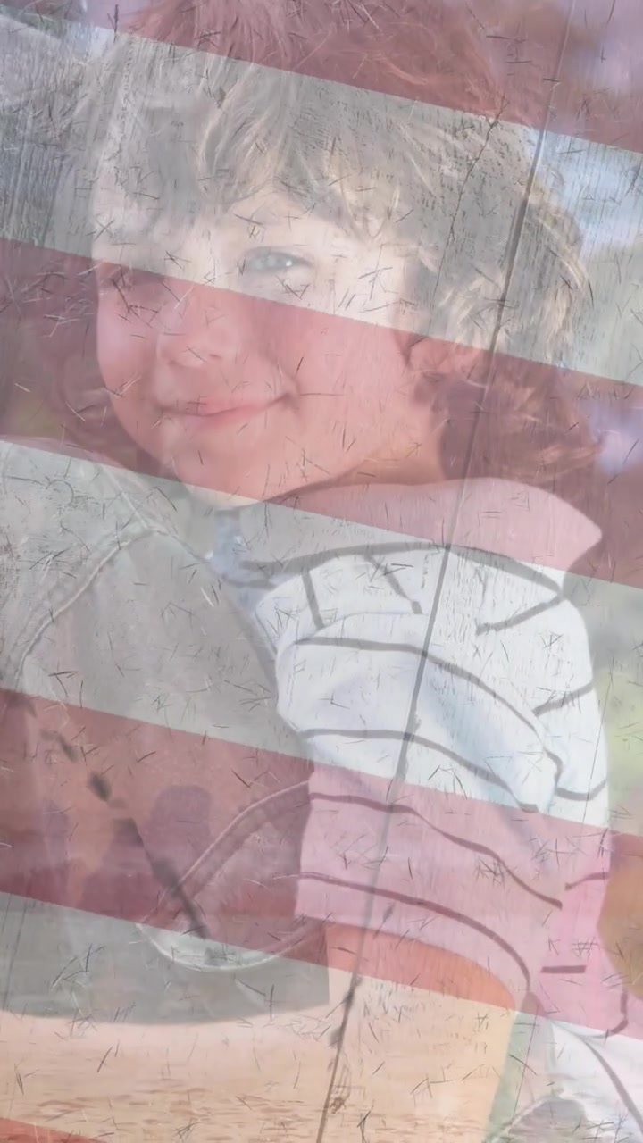 Animering av kvinnlig soldat med son över amerikansk flagga