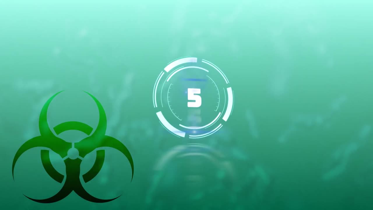 animación del reloj y el letrero de advertencia sobre fondo azul