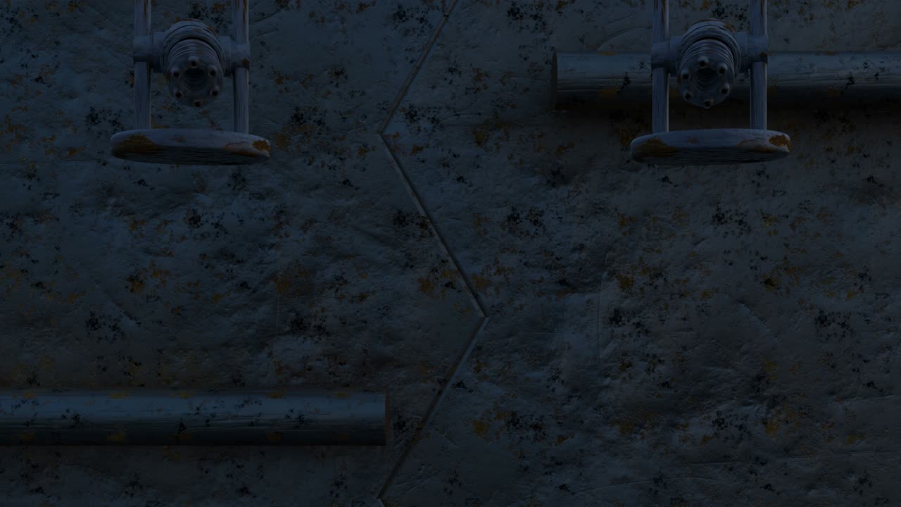 철의 녹은 게이트웨이를 닫는 3d 애니메이션, 오토 타 (가틀링 기관총) 과 사격, 사이버 보안 시스템 작업 과정, 알파 채널과 함께 미래 기술 추상화.