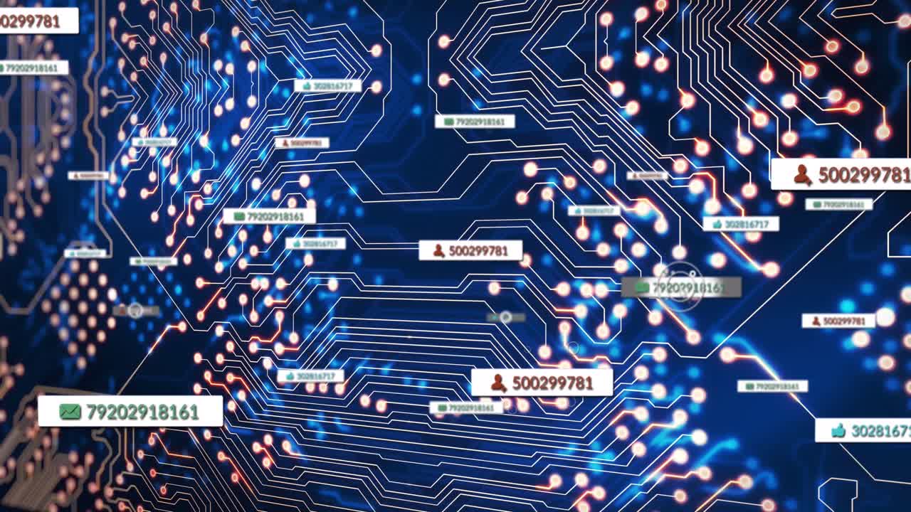 animación de los iconos de las redes sociales sobre el zócalo del procesador