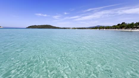 Clean-blue-flag-beaches-of-Halkidiki-Peninsula,-Greece