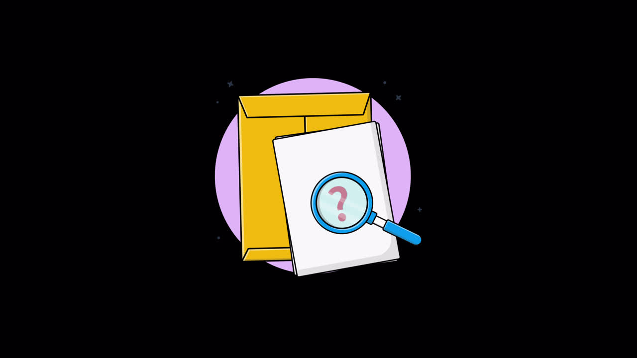 Animated Magnifying Glass Searching Documents with Question Mark