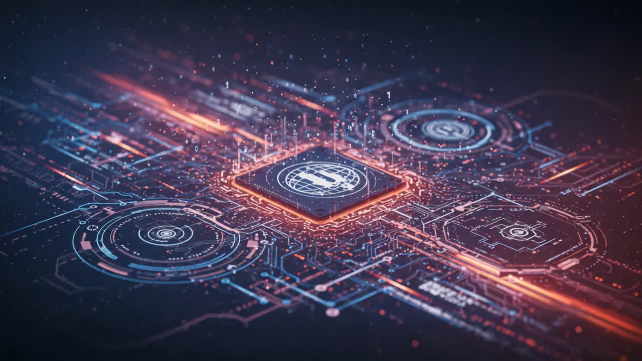 A Stunning Visualization of a Central Processing Unit in a Futuristic Digital Environment, Showcasing Complex Interconnections and Data Flow