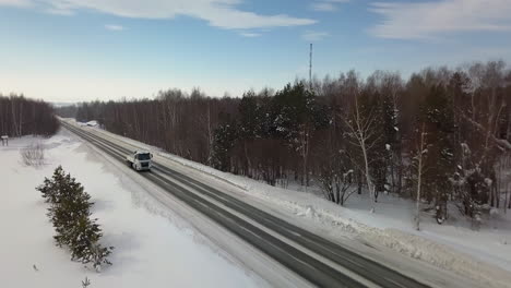 winter road with truck