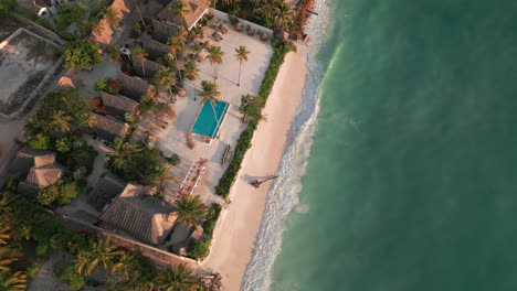 overhead view of beach resort with pool in zanzibar