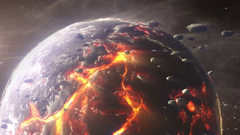 molten planet formation in space