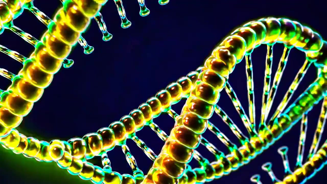 Rotating DNA Double Helix Structure in Scientific Animation