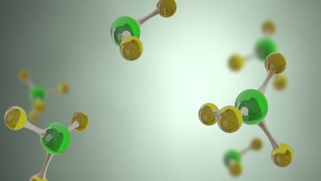 Animation-of-micro-of-molecules-models-over-green-background