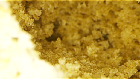 close-up view of bread crumb texture