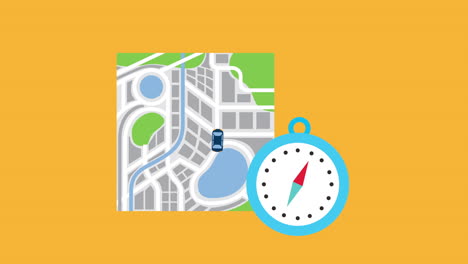 guía de mapas en papel con cronómetro