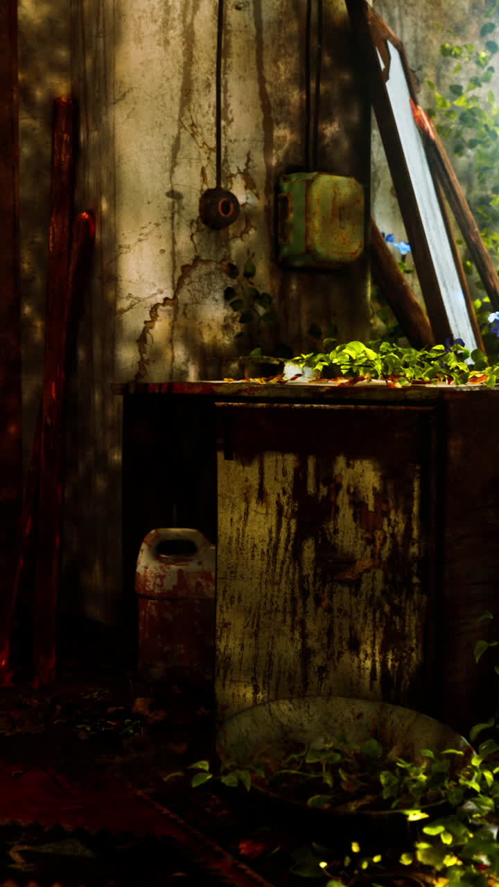casa cubierta de vegetación y abandonada