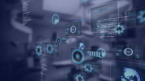 animación del procesamiento de datos científicos en pantallas