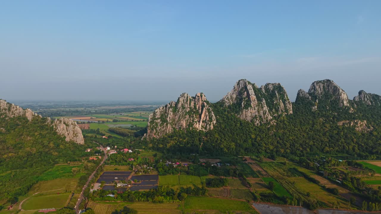 Aerial View of Mountains and Farmlands
