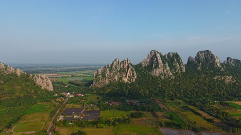 aerial view of mountains and farmlands