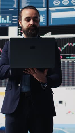 vertical video economy expert reviewing financial data and kpi dashboards